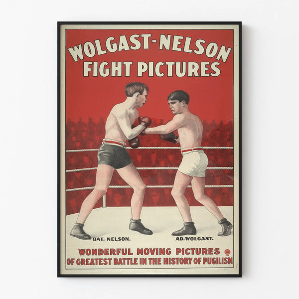 Vintage boxing poster Wolgast-Nelson fight pictures