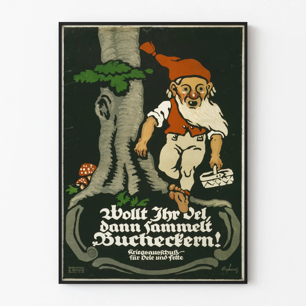 Vintage acorn collection poster for oils and fats