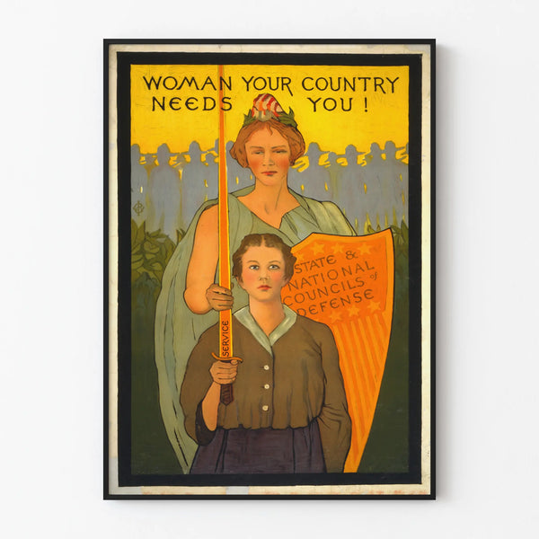 Vintage poster Woman Your Country Needs You for wall decoration