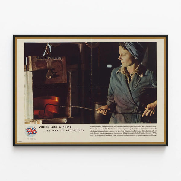 Poster Women and Industrial Production — framed artwork on a wall