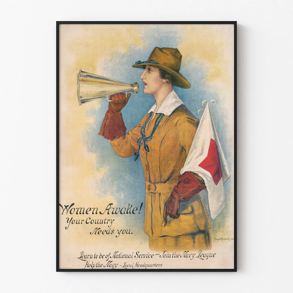 Vintage Poster Women Awake - Wall Decoration for Patriotic Commitment