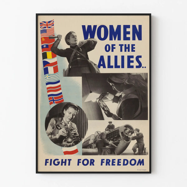 Vintage Women of the Allies Wall Poster - Historical Decoration