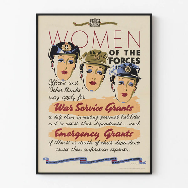 Vintage Poster Women of the Forces - Military Wall Decoration