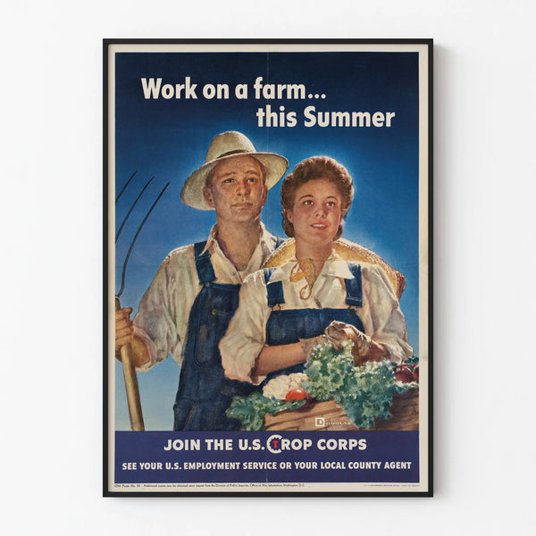 Vintage Poster for Summer Agricultural Work Promotion