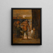 Interior tavern painting with men near a hearth - David Teniers the Younger's — framed artwork on a wall
