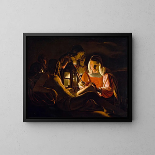 Saint Sebastian cared for by Saint Irene - Georges de La Tour Workshop — framed artwork on a wall