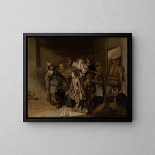an interrogation of a prisoner - Workshop of Pieter Jacobsz. Codde — framed artwork on a wall