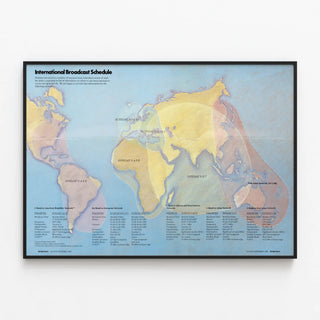 International Broadcast Schedule Poster Satellite Worldnet 1988 — framed artwork on a wall