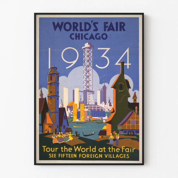 Vintage poster of the World's Fair Chicago 1934 for wall decoration