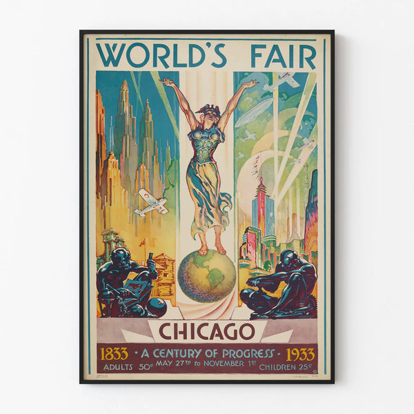 Vintage Poster of the World's Fair Chicago 1933 - Retro Wall Decoration