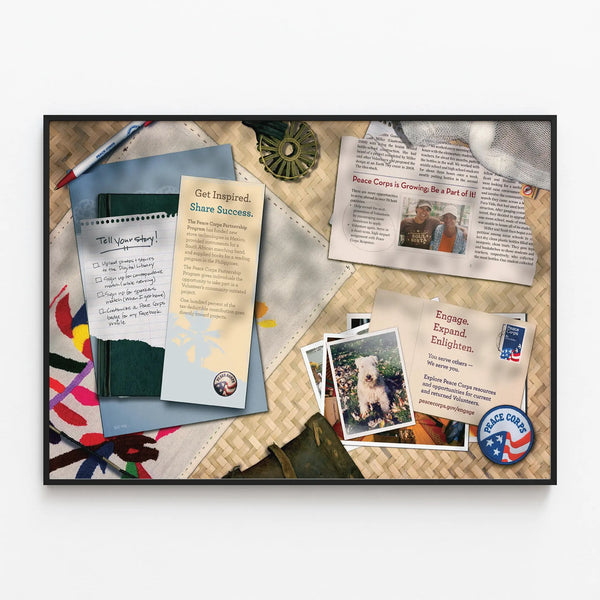Decorative Poster Peace Corps - Inspiration and Commitment — framed artwork on a wall