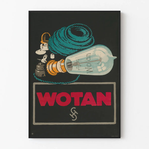 Vintage Wotan poster electric light bulb wall decoration