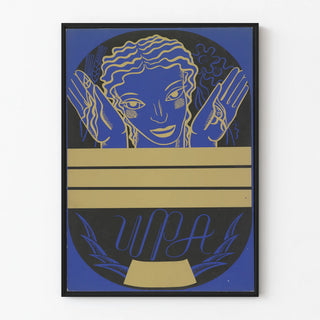 Retro wall poster of a woman holding flowers and wheat