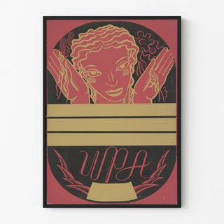 Vintage WPA poster of a woman with flowers and wheat