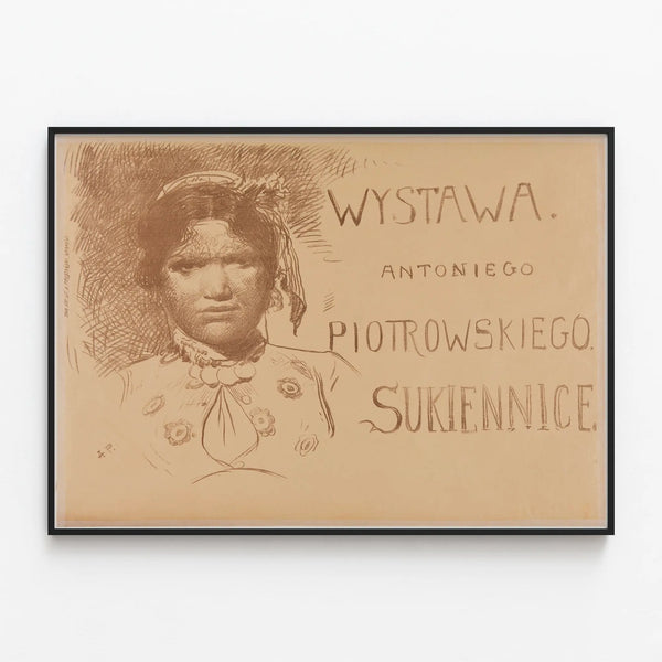 Exhibition poster Piotrowski - Vintage wall decoration poster — framed artwork on a wall