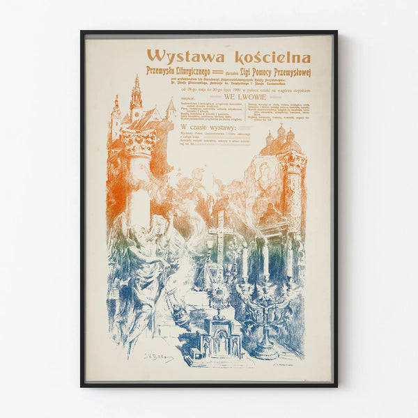 Vintage Poster for the Liturgical Industry Exhibition in Lviv 1909