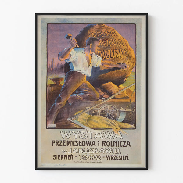 Vintage Poster for the Industrial and Agricultural Exhibition in Jarosław 1908