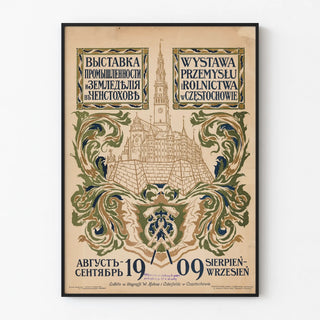 Vintage poster of the Industry and Agriculture Exhibition in Częstochowa 1909