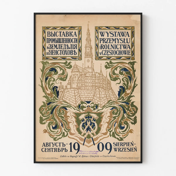 Vintage poster of the Industry and Agriculture Exhibition in Częstochowa 1909
