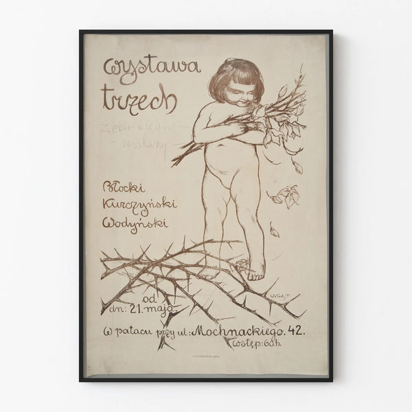 Vintage exhibition poster in pencil drawing style