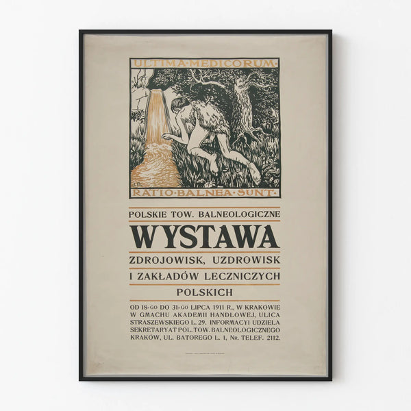Vintage poster of Polish thermal stations and medical establishments exhibition 1911