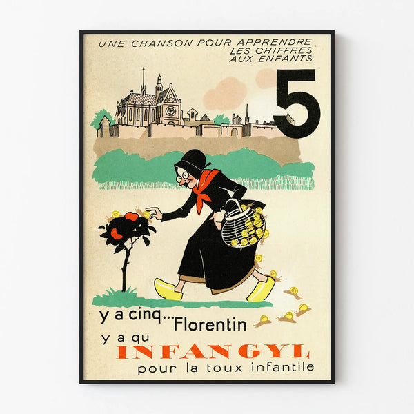 Vintage educational poster - Learning numbers with Florentin