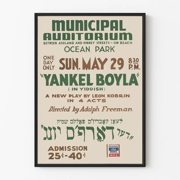 Vintage theater poster Yankel Boyla - original wall decoration
