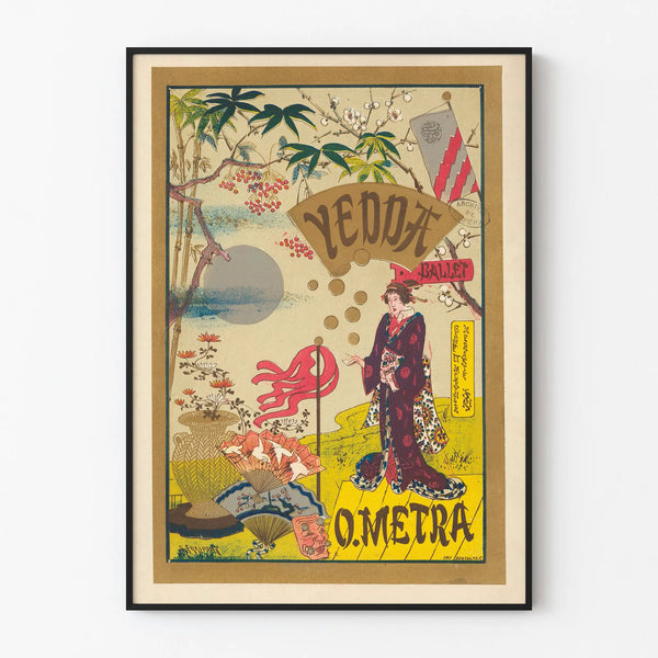 Vintage poster Yedda Ballet traditional Japanese decor
