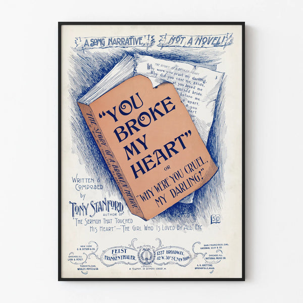 Vintage poster 'You Broke My Heart' - Retro wall decoration