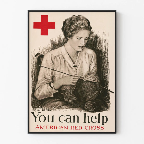 Vintage American Red Cross poster of aid and solidarity