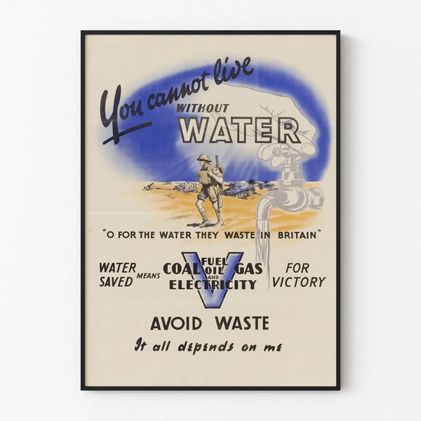Vintage Wall Poster You Cannot Live Without Water – Historic Wall Decoration