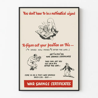 Vintage poster of War Savings Certificates retro wall decoration