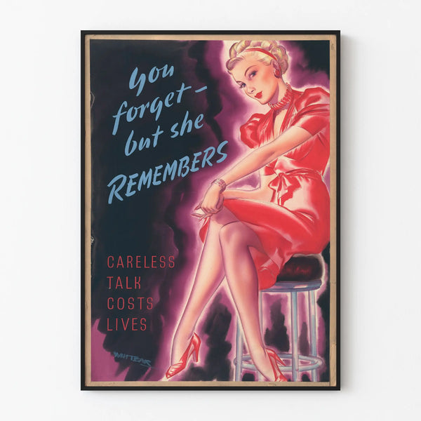 Vintage Poster You Forget But She Remembers - Retro Wall Decoration
