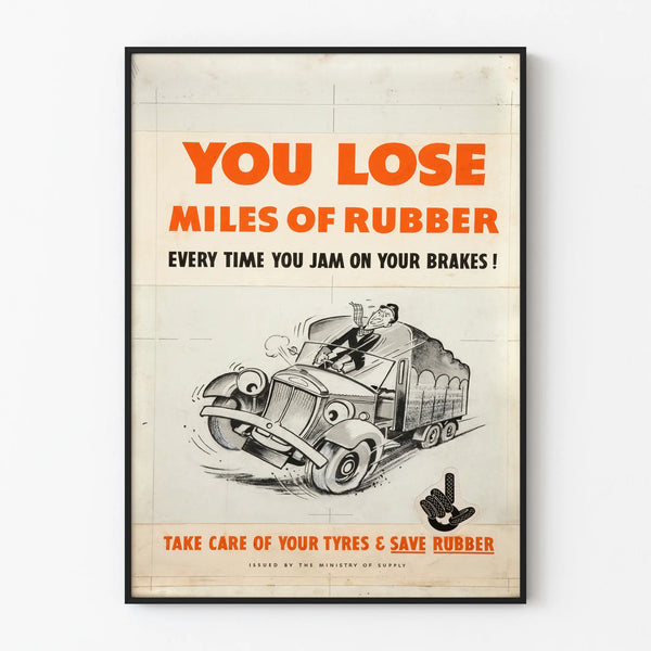 Vintage Poster on Tire Wear Prevention and Rubber Conservation