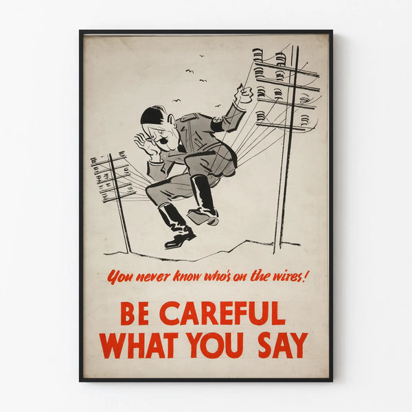 Vintage poster warning against telephone wire espionage