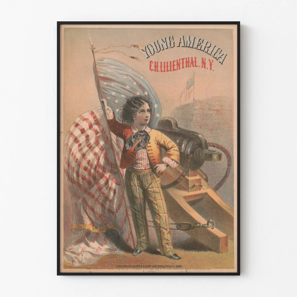 Vintage poster Young America C.H. Lilienthal N.Y. for patriotic wall decoration