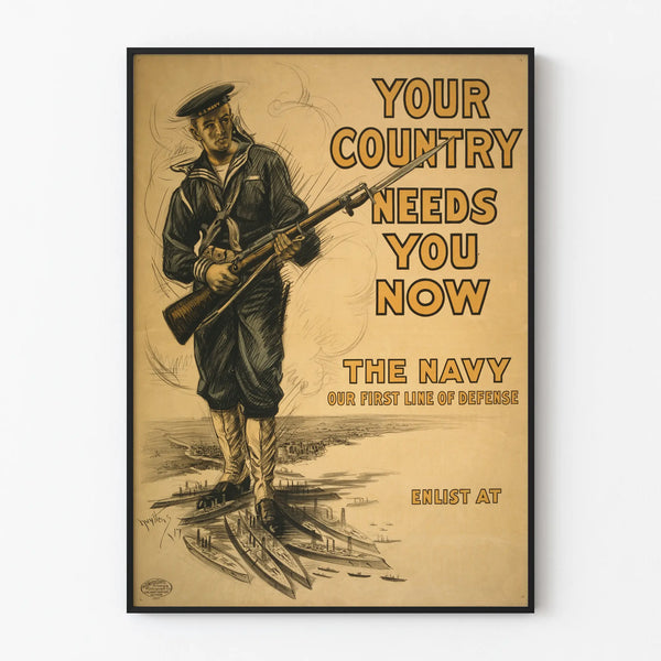 Vintage Marine Recruitment Poster - Retro Wall Decoration