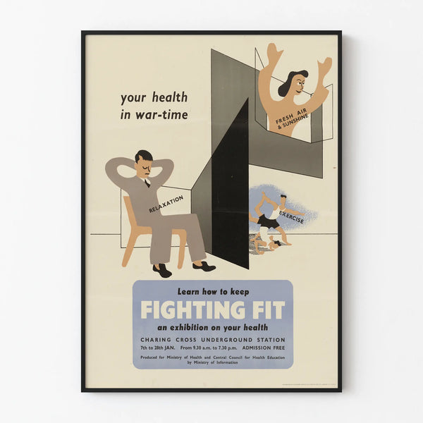 Vintage health poster during wartime - Fighting Fit