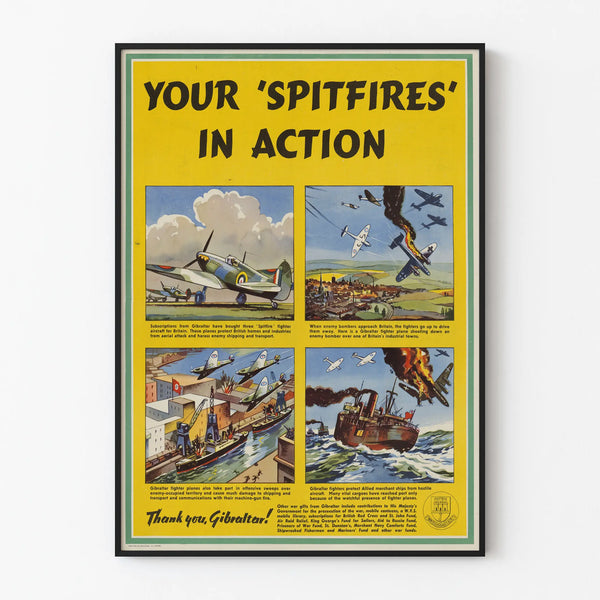 Vintage Poster Your Spitfires in Action - Military Aviation Wall Decoration