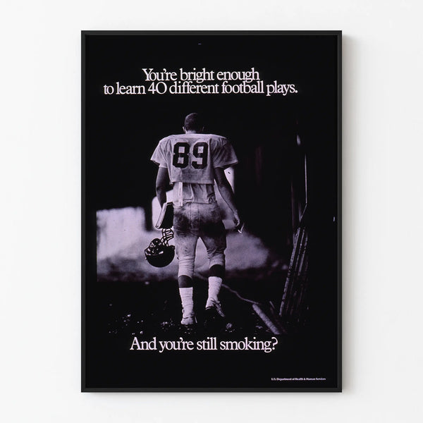 Anti-smoking football poster with player from behind