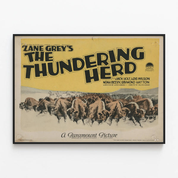 Vintage poster The Thundering Herd - Western wall decoration — framed artwork on a wall