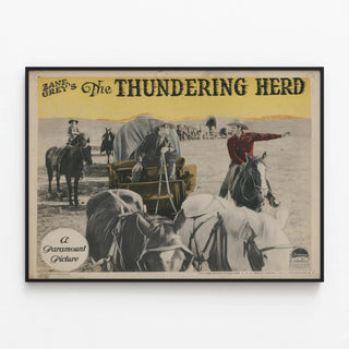 Vintage Western Poster The Thundering Herd — framed artwork on a wall