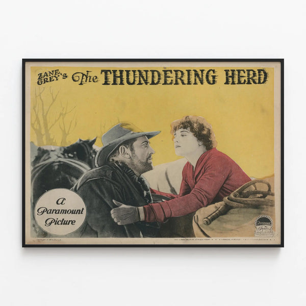 Vintage Poster The Thundering Herd Zane Grey — framed artwork on a wall
