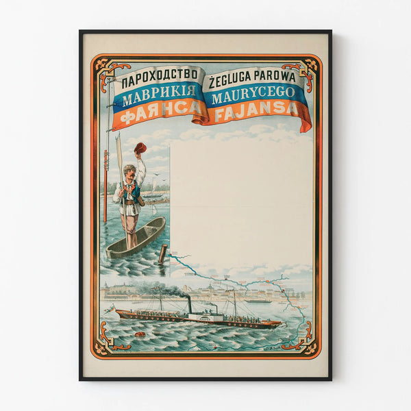 Vintage poster of Maurycy Fajans's steam navigation for wall decoration