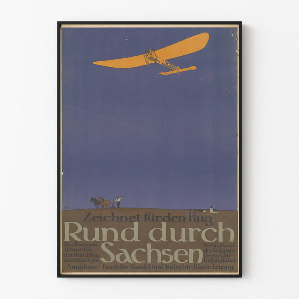 Vintage Poster Rund durch Sachsen - Wall Decoration Aviation