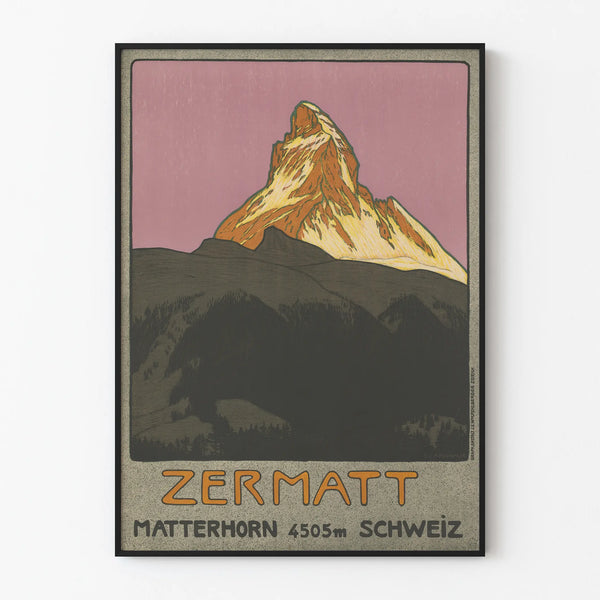 Vintage poster of the Matterhorn mountain in Zermatt, Switzerland