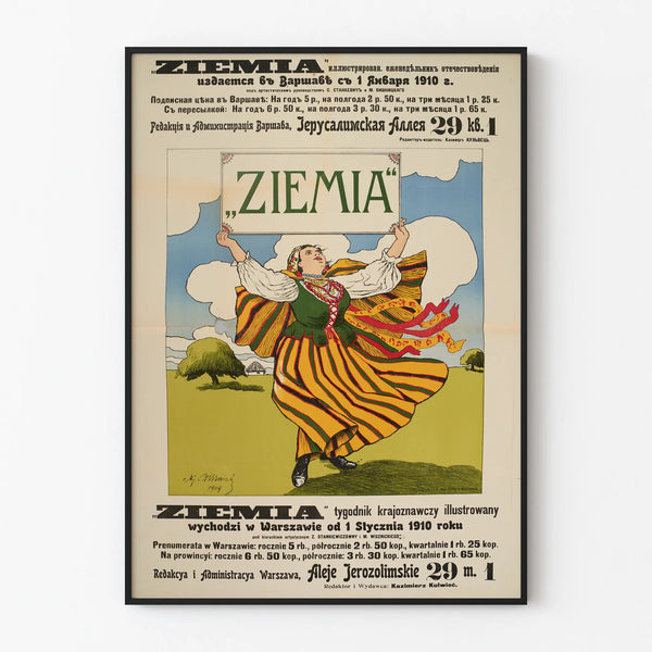 Vintage Poster 'Ziemia' 1910 – Retro Wall Decoration Poland