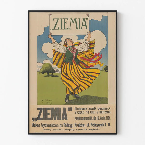 Vintage poster Ziemia folk wall decoration