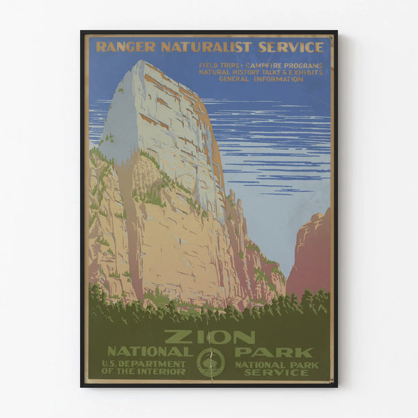 Vintage Poster of Zion National Park Service Ranger Naturalist