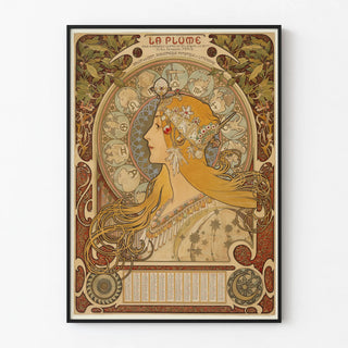 Art Nouveau Zodiac Poster The Pen with Female Portrait